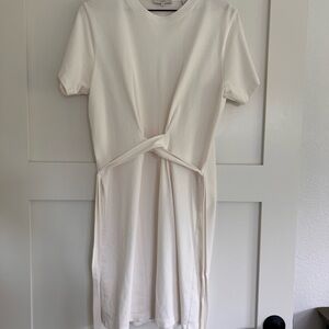 Vince White Knotted T-Shirt Dress wrap dress